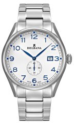 Men's silver Delbana Watch with steel leather Fiorentino Silver / White 42MM