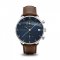 Men's silver About Vintage watch with genuine leather belt Chronograph Blue Turtle 1815 41MM
