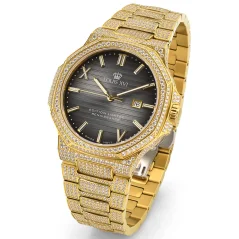 Zlaté pánské hodinky Louis XVI s ocelovým páskem Renaissance 1602 - Gold Black 40MM