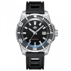 Men's silver Phoibos watch with rubber strap Levithan PY032C DLC 500M - Automatic 45MM