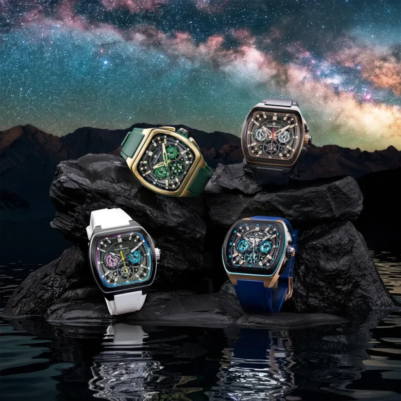 Zlaté pánské hodinky Ralph Christian s gumovým páskem The Vector Sport - Gilded Grove 47MM