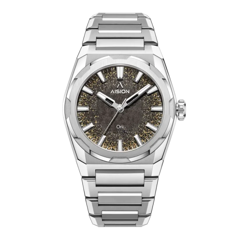 Silberne Herrenuhr Aisiondesign Watches mit Stahlband HANG Crafts