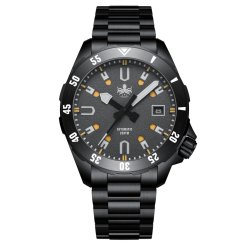 Men's black Phoibos watch with steel strap Apollo PY056DX