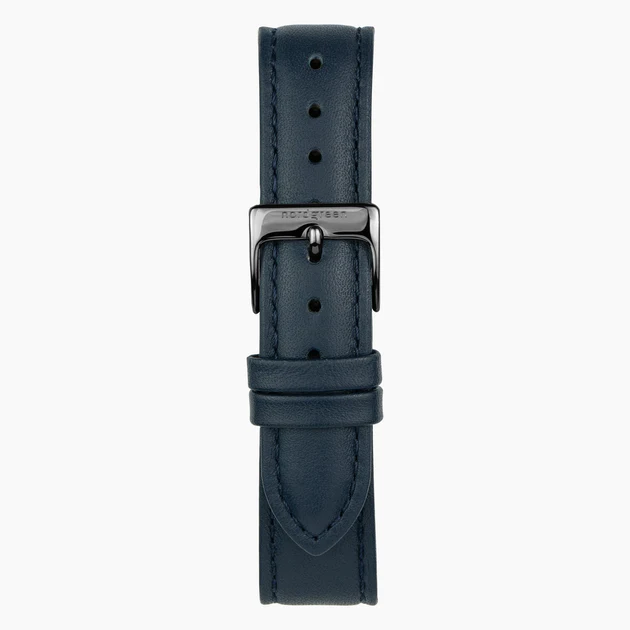 Men's black Nordgreen watch with leather strap Pioneer Navy Dial - Navy Leather / Gun Metal 42MM