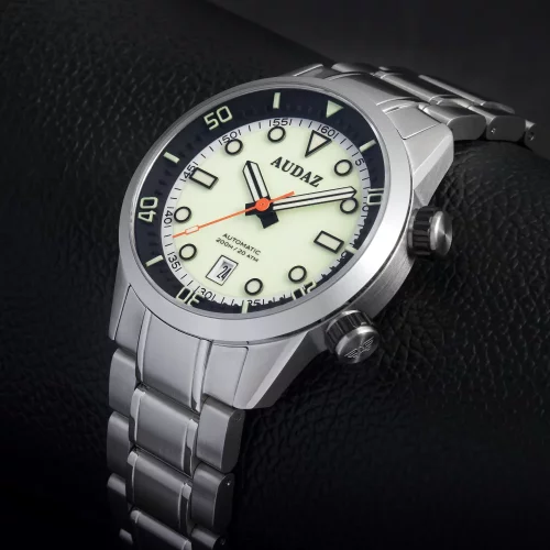 Men's silver Audaz watch with steel strap Seafarer ADZ-3030-05 - Automatic 42MM