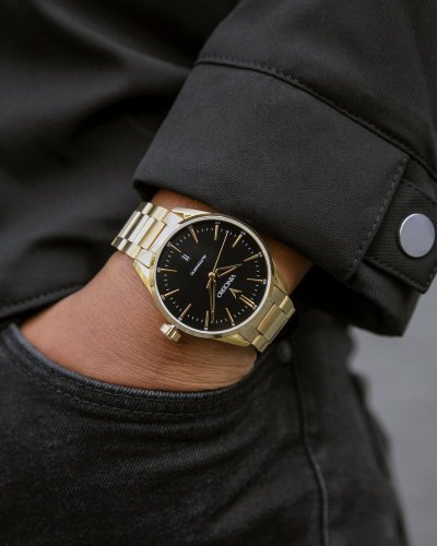 Zlaté pánské hodinky Vincero s ocelovým páskem Icon Automatic - Gold/Black 41MM