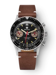 Relógio Nivada Grenchen pulseira de couro prateado para homens Chronoking Manual 87033M02 38MM
