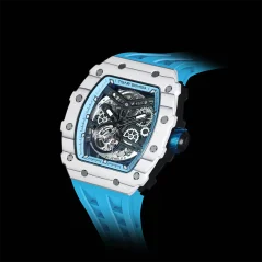 Bílé pánské hodinky Tsar Bomba Watch s gumovým páskem TB8208CF - White Blue Automatic 43,5MM