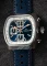 Zilverkleurig herenhorloge van Straton Watches met leren band Speciale Blue 42MM