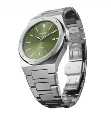 Muški srebrni sat Valuchi Watches s čeličnim remenom Date Master - Silver Green 40MM