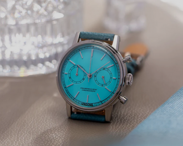 Stříbrné pánské hodinky Undone s koženým páskem Urban Stellar Tiff Blue 40MM