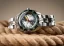 Męski srebrny zegarek NTH Watches ze stalowym paskiem DevilRay GMT With Date - Silver / White Automatic 43MM