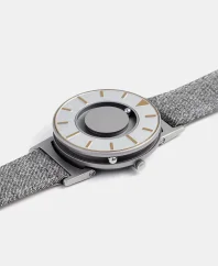 Strieborné pánske hodinky Eone s koženým opaskom Bradley Compass Gold - Silver 40MM