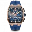Goldene Herrenuhr Ralph Christian mit Gummiband The Polaris Chrono - Rose Gold / Royal Blue 42,5MM
