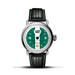 Silberne Herrenuhr Ferro & Company mit Ledergürtel Distinct 3 British Racing Green 42MM