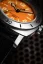 Men's silver Nivada Grenchen watch with leather strap Orange Depthmaster 14127A17 39MM Automatic