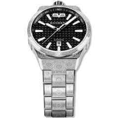 Men's silver Bomberg Watch with steel strap CLASSIC NOIRE 43MM Automatic