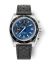 Men's silver Nivada Grenchen watch with leather strap CHRONOSPORT Blue 77003A10 38MM Automatic