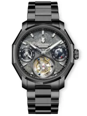 Černé pánské hodinky Waldhoff s ocelovým páskem Continental Black 41MM Automatic