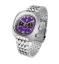 Men's silver Straton Watch with steel strap Comp Driver Purple 42MM