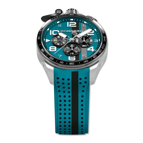 Srebrni muški sat Bomberg Watches s gumicom RACING 4.9 Blue 45MM