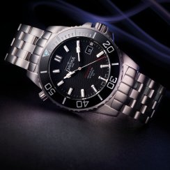Stříbrné pánské hodinky Davosa s ocelovým páskem Argonautic Lumis - Silver/Black 43MM Automatic