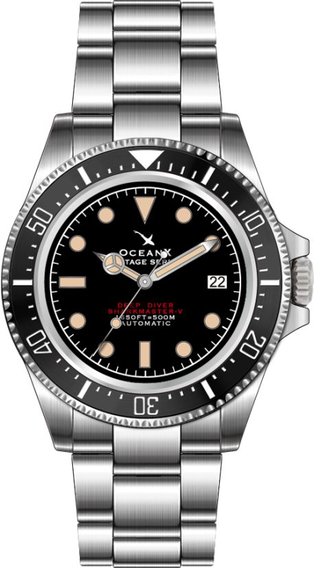 Men's silver Ocean X watch with steel strap SHARKMASTER-V 1000 VSMS521 - Silver Automatic 42MM