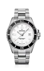 Relógio Delma Watches prata para homens com pulseira de aço Commodore Silver 43MM