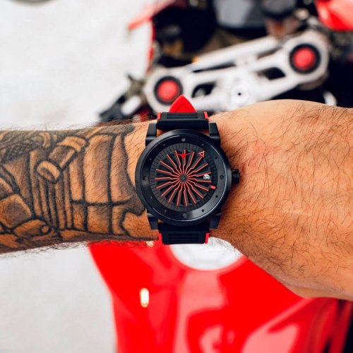 Reloj Zinvo Watches negro para hombre con cinturón de cuero genuino Blade Corsa - Black 44MM