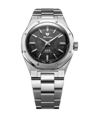 Men's silver Nivada Grenchen watch with steel strap F77 SST METEORITE MK2 68049A77 No Date 38MM Automatic