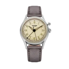 Silberne Herrenuhr Vulcain mit Lederband Cricket Classique Grey Steel Case Back - Eggshell 39MM Automatic