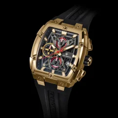 Goldene Herrenuhr Ralph Christian mit Gummiband The Polaris Chrono - Gold / Obsidian Black 42,5MM