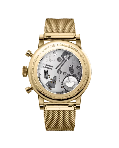 Montre Undone Watches pour hommes en argent avec bracelet en acier Vintage Tuxedo Gold 40MM