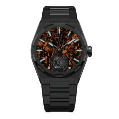 Stříbrné pánské hodinky Aisiondesign Watches s ocelovým páskem Tourbillon - Lumed Forged Carbon Fiber Dial - Orange 41MM