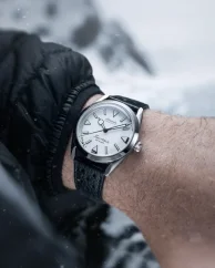 Men's silver Nivada Grenchen watch with steel strap Super Antarctic White 32065A04 38MM Automatic