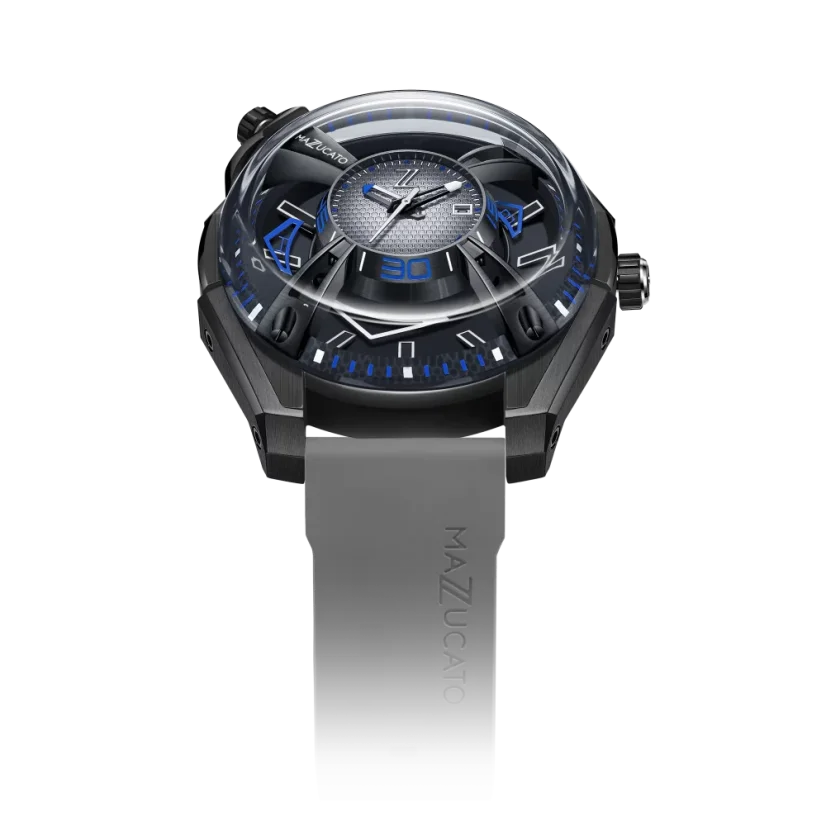 Men's Mazzucato black watch with rubber strap LAX Dual Time Black / Grey - 48MM Automatic
