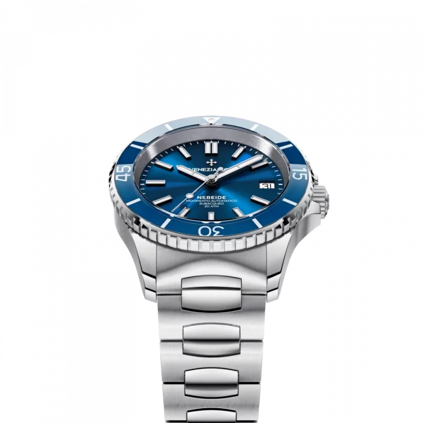 Strieborné pánske hodinky Venezianico s oceľovým pásikom Nereide 3121502C Blue 39MM Automatic