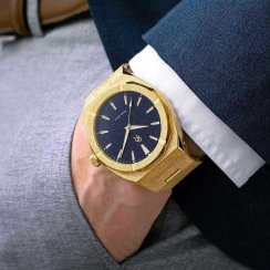Reloj dorado para hombre Paul Rich con correa de acero Frosted Star Dust - Gold 42MM
