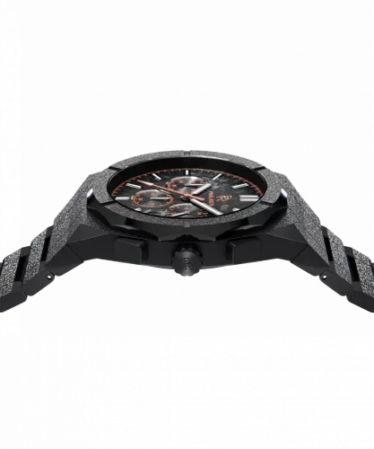 Men's black Paul Rich watch with steel strap Frosted Motorsport - Black / Copper 45MM Limited edition