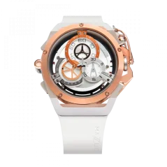 Zlaté pánske hodinky Mazzucato s gumovým pásikom Rim Sport Gold / White - 48MM Automatic