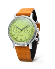 Men's silver Undone Watch with leather strap Vintage Pistachio Crisp 40MM