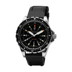 Strieborné pánske hodinky Marathon Watches s gumovým pásikom Jumbo Diver's Quartz 46MM