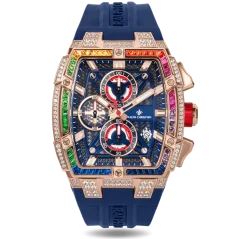Złoty męski zegarek Ralph Christian z gumką The Polaris Chrono Ice - Celestial Nova 42,5MM