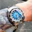 Zilverkleurig herenhorloge van NTH Watches met stalen band DevilRay No Date - Silver / Blue Automatic 43MM