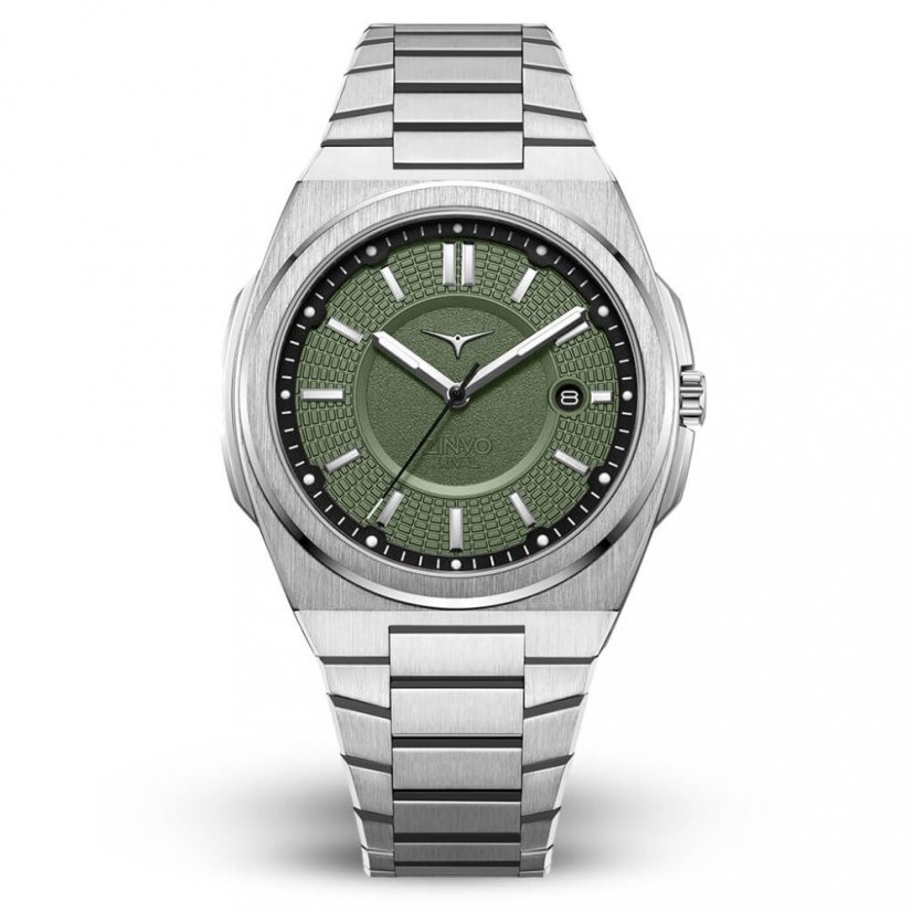 Silberne Zinvo Watches Herrenuhren mit Stahlband Rival - Oasis Silver 44MM