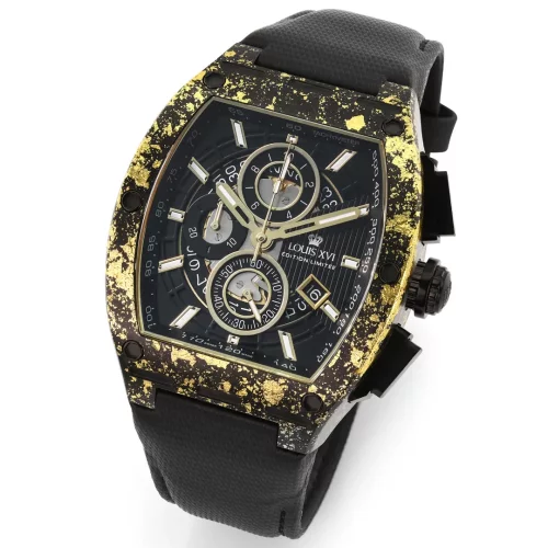 Reloj de oro Luis XVI para hombre con correa de piel Noblesse 1220 - Gold 42MM