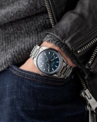 Černé pánské hodinky Vincero s ocelovým páskem The Reserve Automatic Gunmetal/Slate Blue 41MM