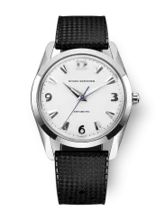 Męski srebrny zegarek Nivada Grenchen z gumowym paskiem Antarctic 35005M01 35MM