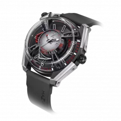 Strieborné pánske hodinky Mazzucato s gumovým pásikom LAX Dual Time - 48MM Automatic