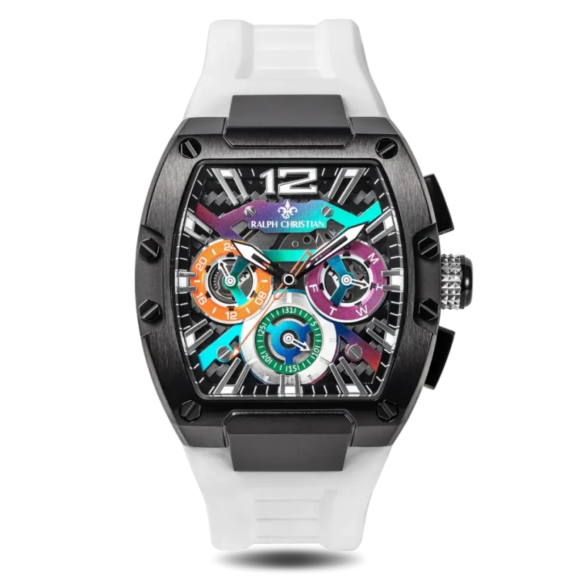 Černé pánské hodinky Ralph Christian s gumovým páskem The Intrepid Sport - Aurora Burst 42,5MM